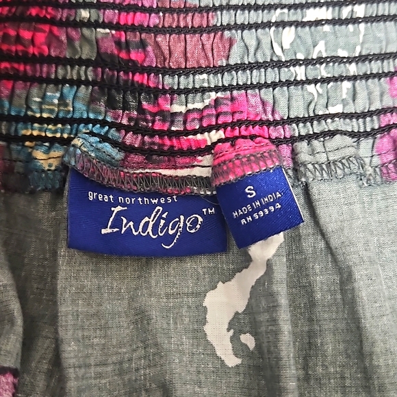 Great Northwest Indigo Cotton Boho Ikat Tiered Skirt - Picture 3 of 4